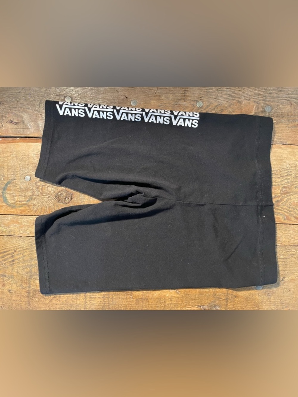 Vans Black Athletic Bike Shorts with White Logo - Picture 2 of 3